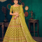 Rajwada Women Olive Semi Stitched Lehenga With  Unstitched Blouse
