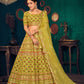 Rajwada Women Olive Semi Stitched Lehenga With  Unstitched Blouse