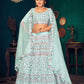 Rajwada Women Light Blue Semi Stitched Lehenga With  Unstitched Blouse
