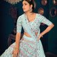 Rajwada Women Light Blue Semi Stitched Lehenga With  Unstitched Blouse