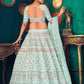 Rajwada Women Light Blue Semi Stitched Lehenga With  Unstitched Blouse