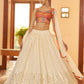 Rajwada Women Beige Semi Stitched Lehenga With  Unstitched Blouse