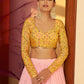 Rajwada Women Pink Semi Stitched Lehenga With  Unstitched Blouse