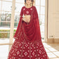 Rajwada Women Red Semi Stitched Lehenga With  Unstitched Blouse