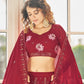 Rajwada Women Red Semi Stitched Lehenga With  Unstitched Blouse