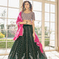 Rajwada Women Green Semi Stitched Lehenga With  Unstitched Blouse