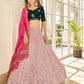 Rajwada Women Pink Semi Stitched Lehenga With  Unstitched Blouse