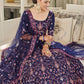 Rajwada Women Festive Designer Dark Blue Semi Stitched Lehenga With Unstitched Blouse