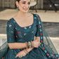 Rajwada Women Teal Semi Stitched Lehenga With  Unstitched Blouse