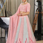 Rajwada Women Pink Semi Stitched Lehenga With  Unstitched Blouse