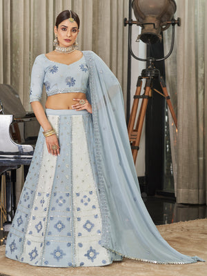 Rajwada Women Festive Designer White Semi Stitched Lehenga With Unstitched Blouse