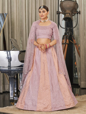 Rajwada Women Festive Designer Pink Semi Stitched Lehenga With Unstitched Blouse