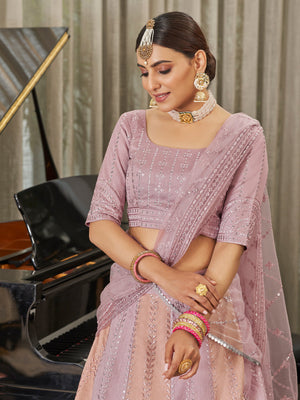 Rajwada Women Festive Designer Pink Semi Stitched Lehenga With Unstitched Blouse