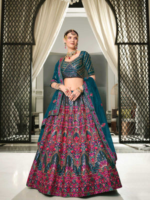 Rajwada Women Multicolor Semi Stitched Lehenga With  Unstitched Blouse