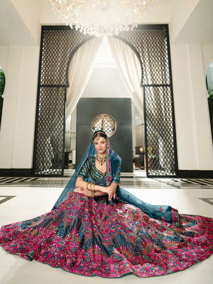 Rajwada Women Multicolor Semi Stitched Lehenga With  Unstitched Blouse