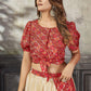Rajwada Women Classy Off White Art Silk Stitched Lehenga Choli