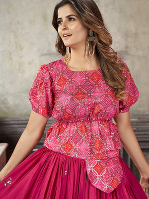Rajwada Women Classy Pink Art Silk Stitched Lehenga Choli