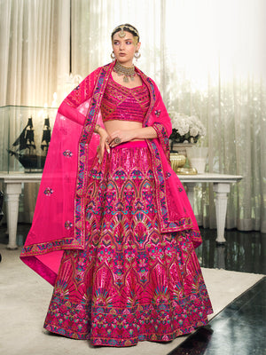 Rajwada Women Pink Semi Stitched Lehenga With  Unstitched Blouse