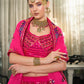 Rajwada Women Pink Semi Stitched Lehenga With  Unstitched Blouse