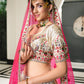 Rajwada Women White Semi Stitched Lehenga With  Unstitched Blouse