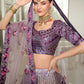 Rajwada Women Violet Semi Stitched Lehenga With  Unstitched Blouse