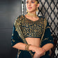 Rajwada Women Teal Semi Stitched Lehenga With  Unstitched Blouse