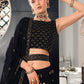 Rajwada Women Navy Blue Semi Stitched Lehenga With  Unstitched Blouse