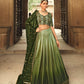 Rajwada Women Olive Semi Stitched Lehenga With  Unstitched Blouse