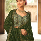 Rajwada Women Olive Semi Stitched Lehenga With  Unstitched Blouse