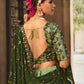 Rajwada Women Olive Semi Stitched Lehenga With  Unstitched Blouse