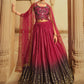 Rajwada Women Magenta Semi Stitched Lehenga With  Unstitched Blouse