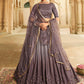 Rajwada Women Violet Semi Stitched Lehenga With  Unstitched Blouse