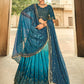 Rajwada Women Blue Semi Stitched Lehenga With  Unstitched Blouse