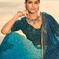 Rajwada Women Blue Semi Stitched Lehenga With  Unstitched Blouse