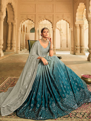 Rajwada Women Grey Semi Stitched Lehenga With  Unstitched Blouse