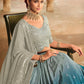 Rajwada Women Grey Semi Stitched Lehenga With  Unstitched Blouse
