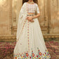 Rajwada Women White Semi Stitched Lehenga With  Unstitched Blouse