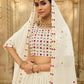 Rajwada Women White Semi Stitched Lehenga With  Unstitched Blouse