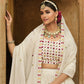 Rajwada Women White Semi Stitched Lehenga With  Unstitched Blouse