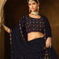 Rajwada Women Blue Semi Stitched Lehenga With  Unstitched Blouse
