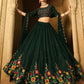Rajwada Women Green Semi Stitched Lehenga With  Unstitched Blouse