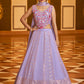 Rajwada Women Lavender Semi Stitched Lehenga With  Unstitched Blouse