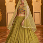 Rajwada Women Olive Semi Stitched Lehenga With  Unstitched Blouse