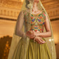 Rajwada Women Olive Semi Stitched Lehenga With  Unstitched Blouse
