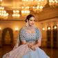 Rajwada Women Light Blue Semi Stitched Lehenga With  Unstitched Blouse