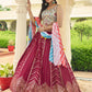 Rajwada Women Pink Semi Stitched Lehenga With  Unstitched Blouse