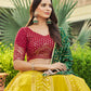 Rajwada Women Mustard Semi Stitched Lehenga With  Unstitched Blouse
