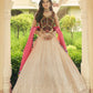 Rajwada Women Beige Semi Stitched Lehenga With  Unstitched Blouse