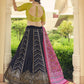 Rajwada Women Festive Designer Navy Blue Semi Stitched Lehenga With Unstitched Blouse