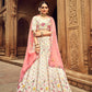 Rajwada Women Apricot Embroidered Festive Semi Stitched Lehenga With  Unstitched Blouse